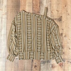 Buckle Daytrip‎ Striped Brown Top Size Medium Tribal Print Off Shoulder NEW